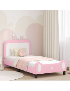 Struttura letto bambini con testata Rosa 90 x 190 cm PU