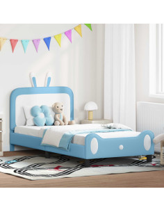 Struttura letto bambini con testata Blu 90 x 190 cm PU