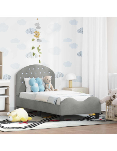 Struttura letto per bambini con testata Grigio chiaro Velluto