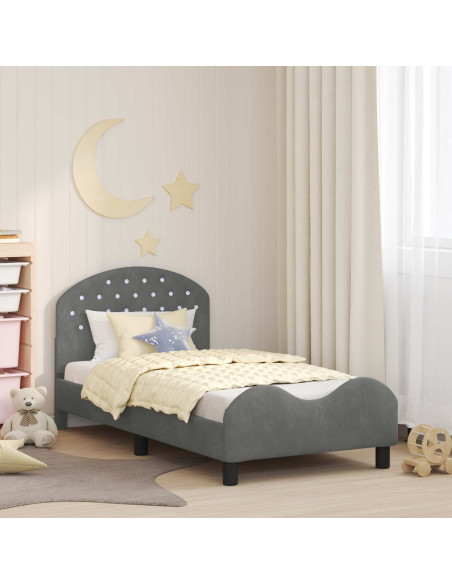 Struttura letto bambini con testata Grigio scuro 80 x 160 cm
