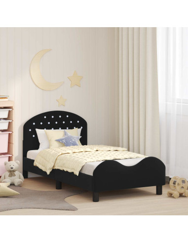Struttura letto bambini con testata Nero 80 x 160 cm Velluto