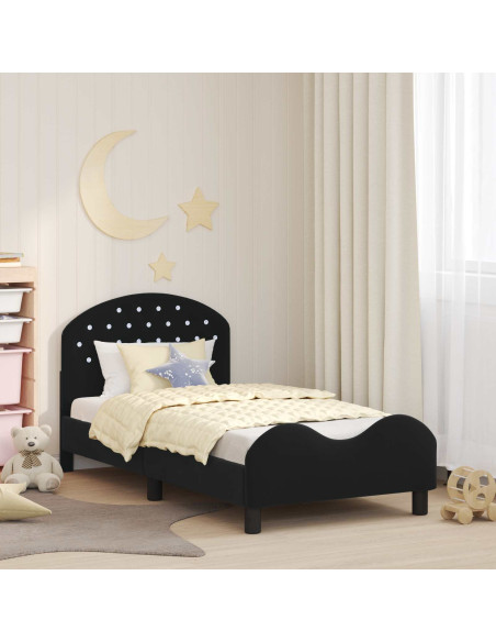 Struttura letto bambini con testata Nero 80 x 160 cm Velluto