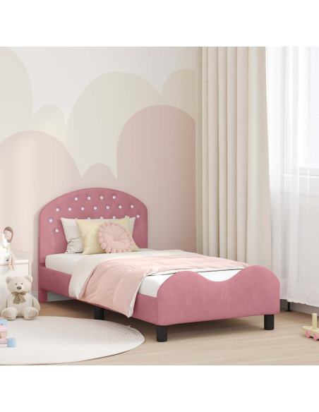 Struttura letto bambini con testata Rosa 80 x 160 cm Velluto