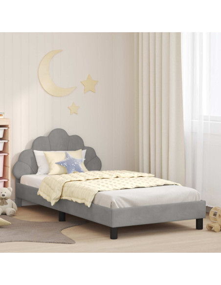 Struttura letto bambini con testata Grigio chiaro 90 x 190 cm