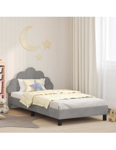 Struttura letto bambini con testata Grigio chiaro 90 x 200 cm