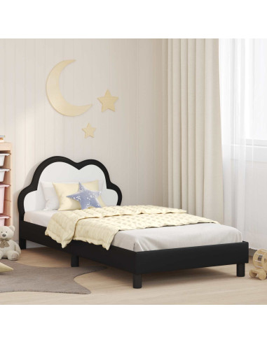 Struttura letto bambini con testata Nero 80 x 200 cm PU