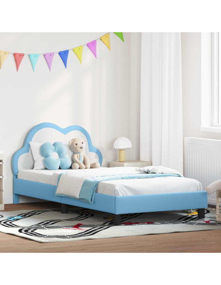 Struttura letto bambini con testata Blu 90 x 190 cm PU