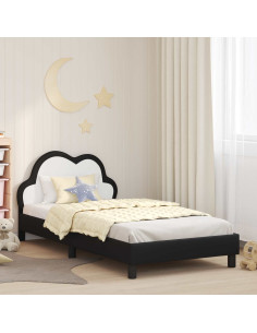 Struttura letto bambini con testata Nero 90 x 200 cm PU