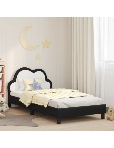 Struttura letto bambini con testata Nero 90 x 200 cm PU