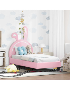 Struttura letto per bambini con testata Rosa 70 x 140 cm PU