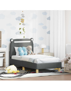 Struttura letto per bambini con testata Grigio scuro Tessuto