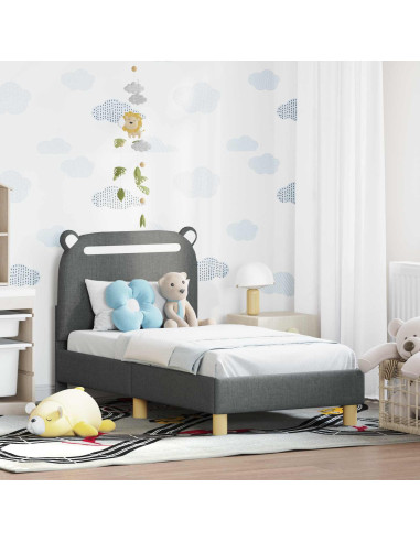 Struttura letto per bambini con testata Grigio scuro Tessuto