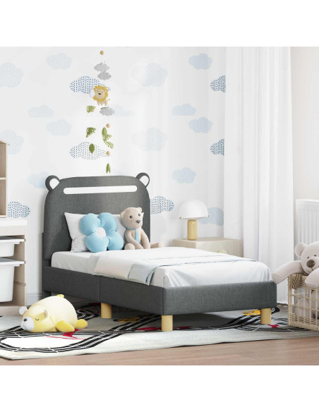 Struttura letto per bambini con testata Grigio scuro Tessuto