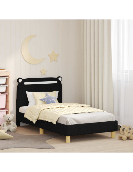 Struttura letto bambini con testata Nero 80 x 160 cm Tessuto