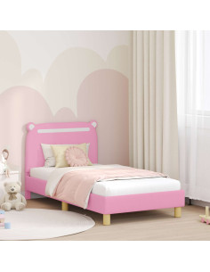 Struttura letto bambini con testata Rosa 80 x 160 cm Tessuto