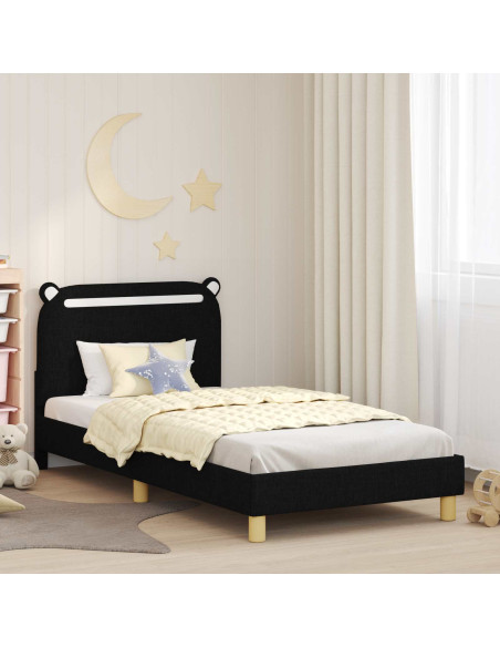Struttura letto bambini con testata Nero 90 x 190 cm Tessuto
