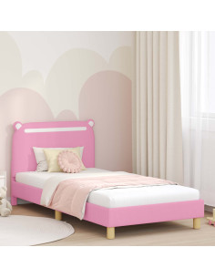 Struttura letto bambini con testata Rosa 90 x 200 cm Tessuto