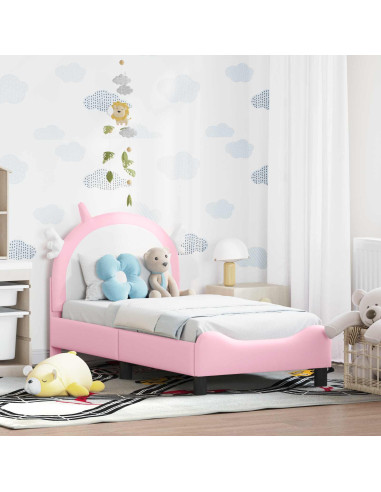 Struttura letto per bambini con testata Rosa 70 x 140 cm PU