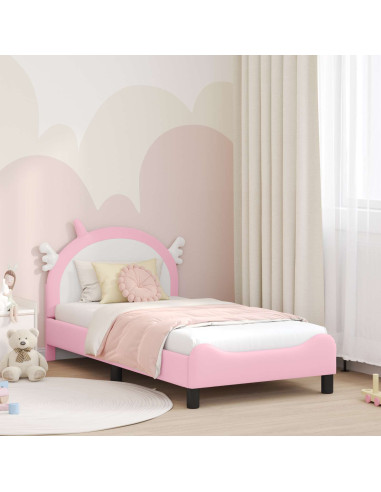 Struttura letto bambini con testata Rosa 80 x 160 cm PU