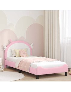 Struttura letto bambini con testata Rosa 90 x 200 cm PU