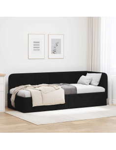 Cornice del letto ad angolo Nero 80 x 200 cm Tessuto