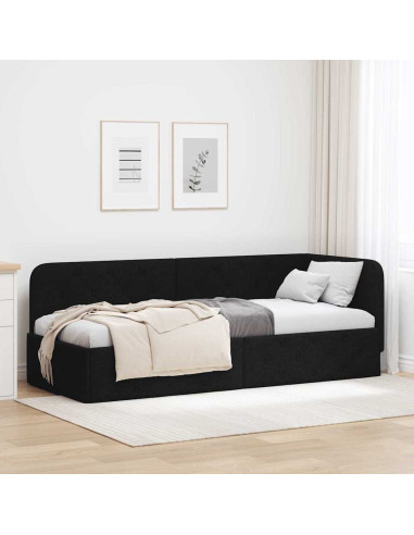 Cornice del letto ad angolo Nero 80 x 200 cm Tessuto