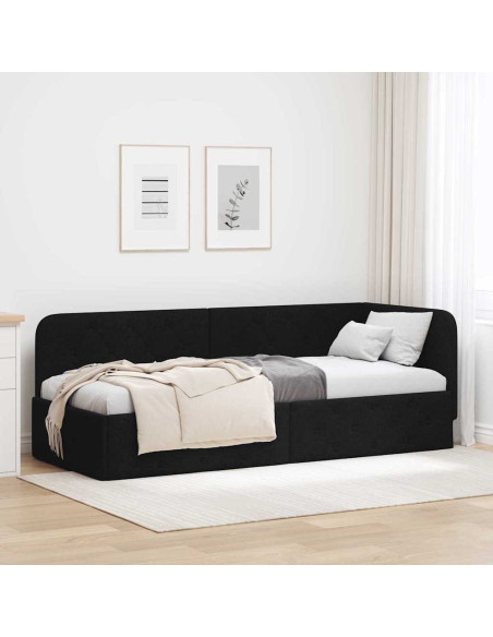 Cornice del letto ad angolo Nero 80 x 200 cm Tessuto