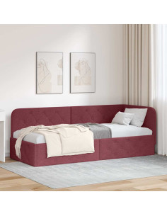 Cornice del letto ad angolo Rosso Vino 80 x 200 cm Tessuto