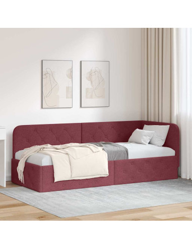 Cornice del letto ad angolo Rosso Vino 80 x 200 cm Tessuto