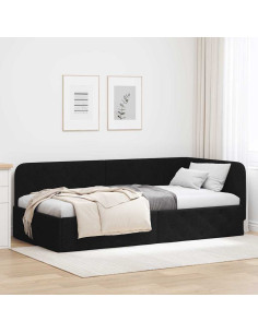 Cornice del letto ad angolo Nero 90 x 190 cm Tessuto