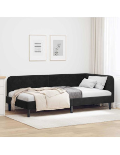 Cornice del letto ad angolo Nero 90 x 190 cm Velluto