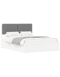 Letto con Testiera Rivestita Grigio chiaro 100 x 200 cm