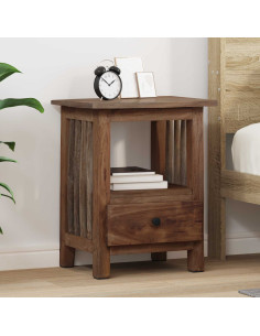 Comodino Marrone 30 x 30 x 47 cm Legno Recuperato Massello