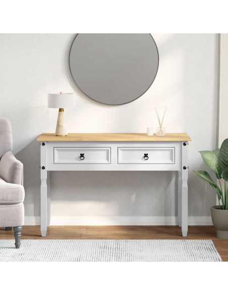 Tavolino con cassetto Bianco 115 x 46 x 73 cm Pino massello