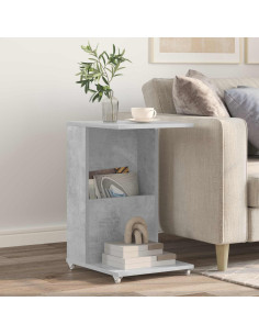 Tavolo laterale con ruota Grigio cemento 40 x 35 x 60 cm