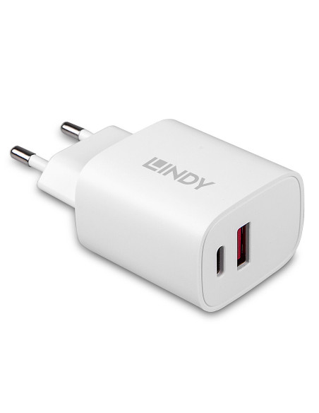 Lindy 73413 Caricabatterie per dispositivi mobili Universale Bianco AC Ricarica rapida Interno