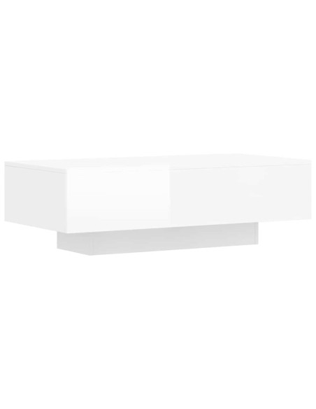 Tavolino Salotto Bianco Lucido 100x49,5x31 cm Legno Multistrato