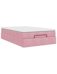 Pouf Letto con Materasso Rosa 120x190 cm Velluto