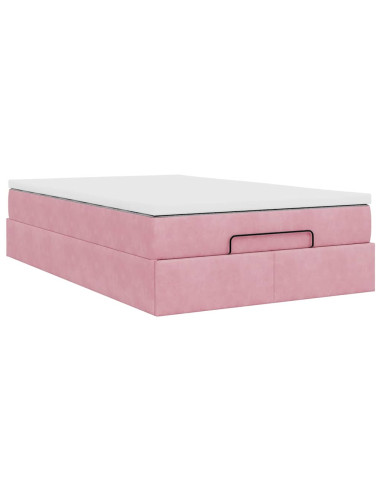 Pouf Letto con Materasso Rosa 120x190 cm Velluto