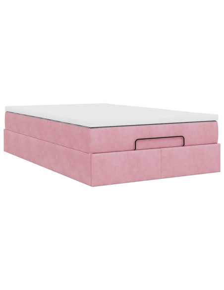 Pouf Letto con Materasso Rosa 120x190 cm Velluto
