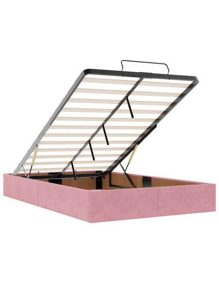 Struttura Letto Pouf con Materassi Rosa 120x190 cm Velluto