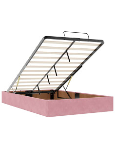 Struttura Letto Pouf con Materassi Rosa 120x190 cm Velluto