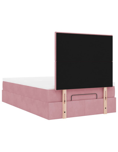 Struttura Letto Pouf con Materassi Rosa 120x190 cm Velluto