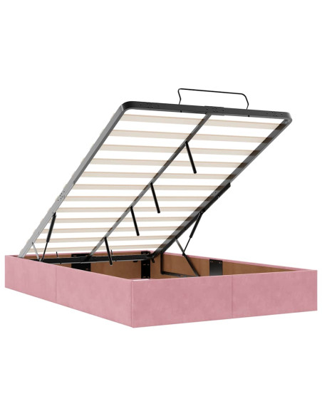 Struttura Letto Pouf con Materassi Rosa 120x190 cm Velluto