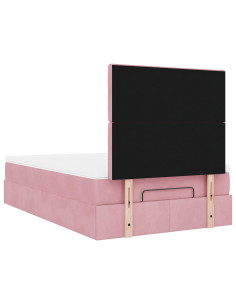 Struttura Letto Pouf con Materassi Rosa 120x190 cm Velluto