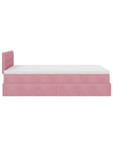 Pouf Letto con Materasso Rosa 120x190 cm Velluto