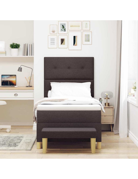 Letto a molle con materasso Marrone scuro 80 x 200 cm Tessuto