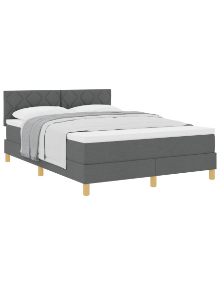 Letto a molle con materasso Grigio scuro 160 x 200 cm Tessuto