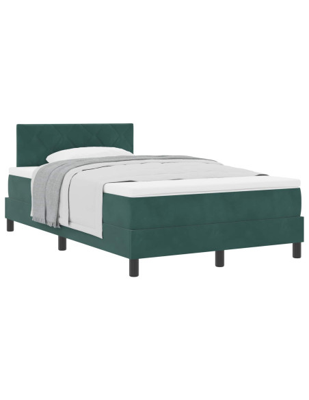 Letto a molle con materasso Verde Scuro 120 x 200 cm Velluto