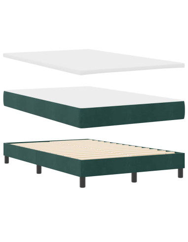 Letto a molle con materasso Verde Scuro 120 x 200 cm Velluto